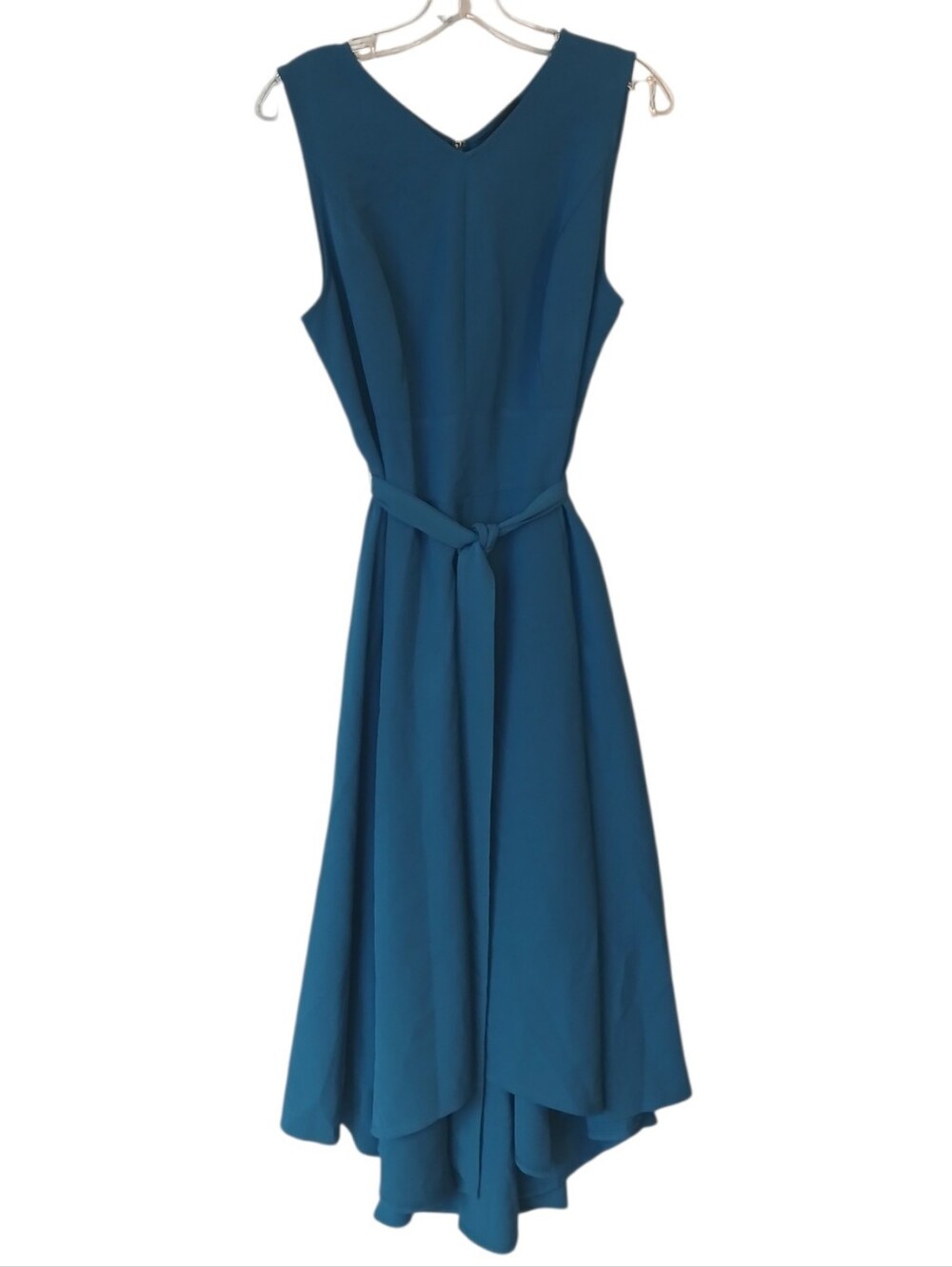 Lane Bryant Sleeveless Teal Blue V-Neck Belted Midi Dress Size 12 NWT